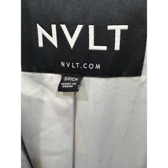 NVLT Light Grey Wool Blend Fringe Lapel Blazer Coat Women's Small New - Picture 4 of 8